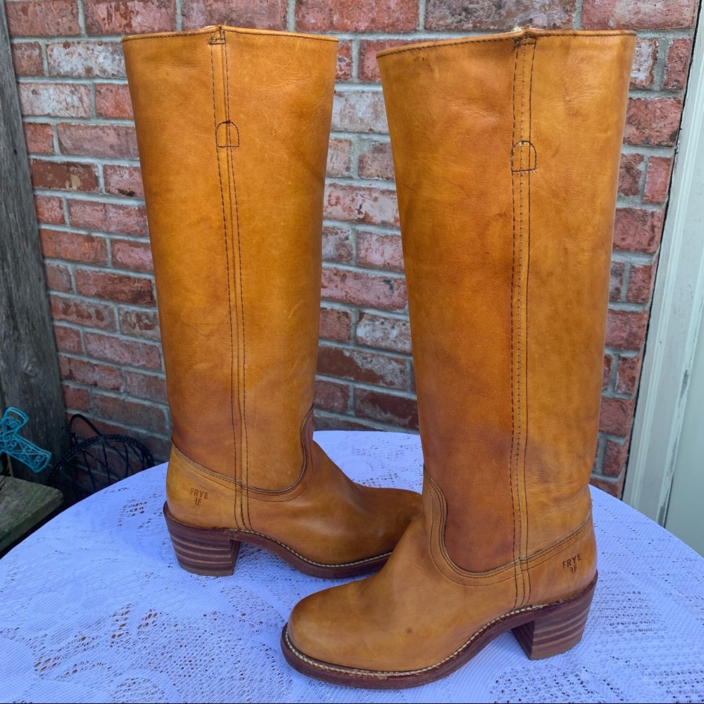 VINTAGE FRYE CAMPUS BOOTS TAN COGNAC Size 6.5 EUC